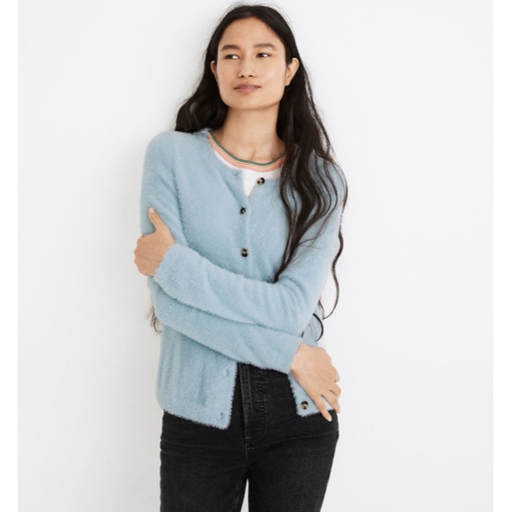 Madewell Hewitt Fuzzy Blue Cardigan